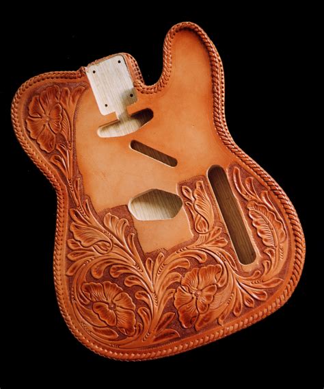 hand tooled leather tele body el dorado leather guitar straps