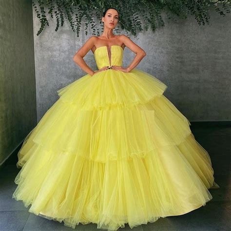 Charming Yellow Ball Gown Quinceanera Dresses Sheer Plunging Neck