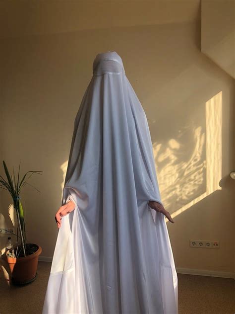 White Afghan Burqa Silk Khimar Cape Niqab Full Long