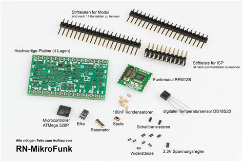 bauteile fuer mini avr microcontroller modul mit funkmodul mikrocontroller elektronikde