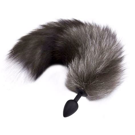 Silicone Butt Plug W Long Faux Fur Tail Cosplay Anal A879