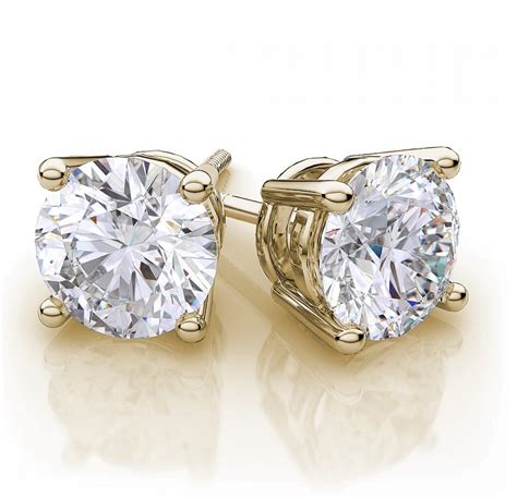 diamond stud earrings   yellow gold  ct tw popular diamonds