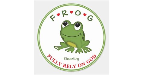 personalized fully rely  god frog classic  sticker zazzle