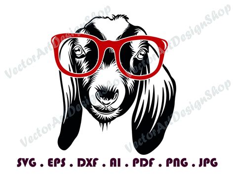 Goat With Glasses 1 Svg Free Cuts For Cricut Goat Vector Etsy