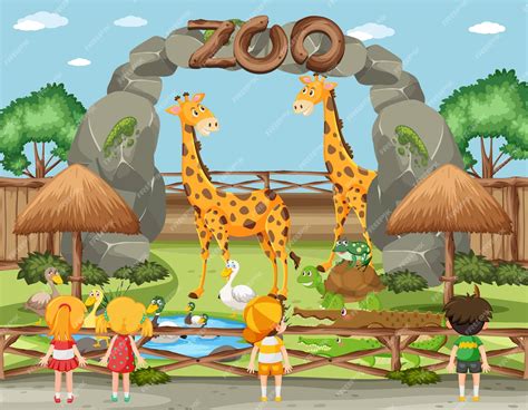 premium vector happy children   zoo