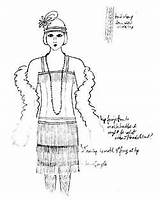 Flapper 1920s Drawing Dress Sketch Hair Getdrawings Fringe sketch template
