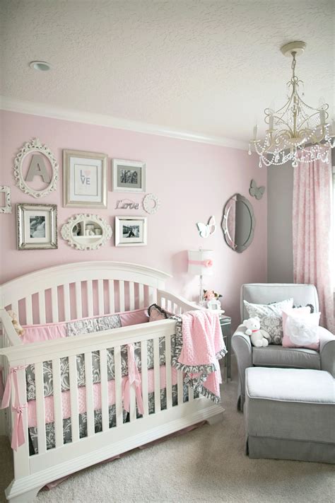 soft  elegant gray  pink nursery project nursery