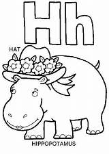 Coloring Pages Letter Preschool Printable Book Hat Alphabet Colouring Letters Sheets Hippo Sound Color Hh Start Activities Consonant School Abjad sketch template