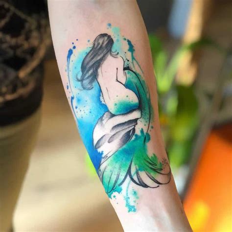 Mermaid Watercolor Tattoo