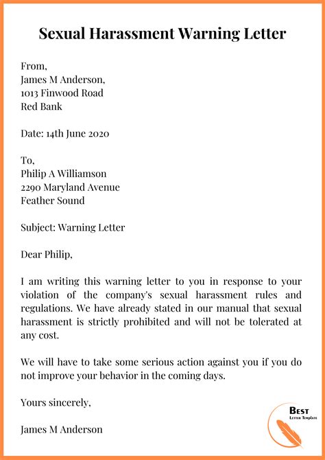 warning letter template format sample    word
