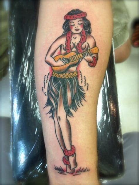20 Iconic Hula Girl Tattoos Hula Girl Tattoos Hula Girl Girl Tattoos