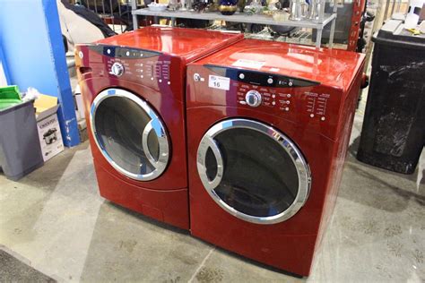 ge front load washer and dryer set red