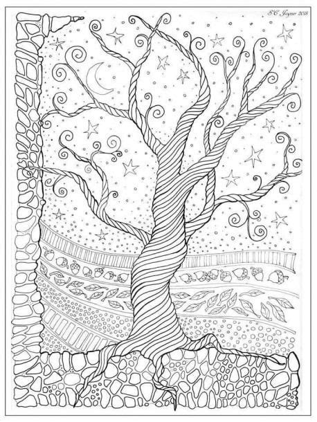 trees coloring pages  adults tree coloring page fall coloring