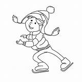 Skating Ice Coloring Cartoon Boy Drawing Book Outline Winter Illustrations Clip Stock Character Greeting Card Figure Kids Getdrawings sketch template