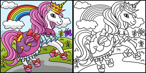 unicorn princess coloring page illustration  vector art  vecteezy