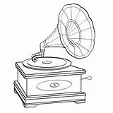 Gramophone Vectorielle Retro Phonographe sketch template