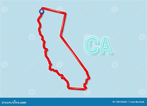mapa de esquema de negrita del estado de california en ee uu