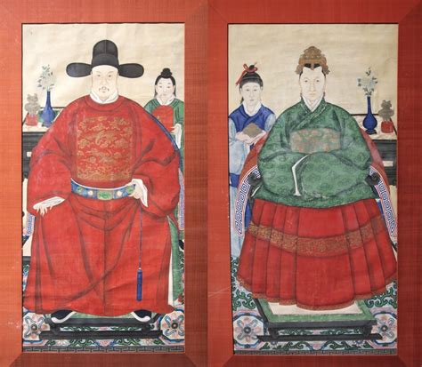 pair  chinese ancestor portraits ming dynasty sep   lawrence auction