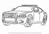 Police Car Draw Dodge Drawing Step Challenger sketch template