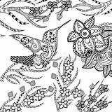 Stilisierte Zentangle Blumengarten sketch template