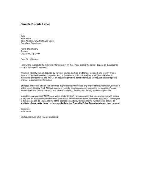 dispute letter  creditor template