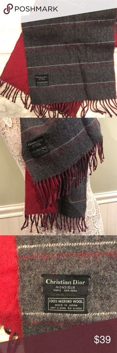 christian dior wool fringed scarf reversible scarf accessory wool