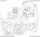 Bed Girl Cartoon Waking Clipart Stretching After Outline Lineart Illustration Her Royalty Bannykh Alex Vector 2021 sketch template