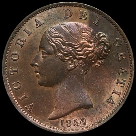 queen victoria young head copper halfpenny uncirculated