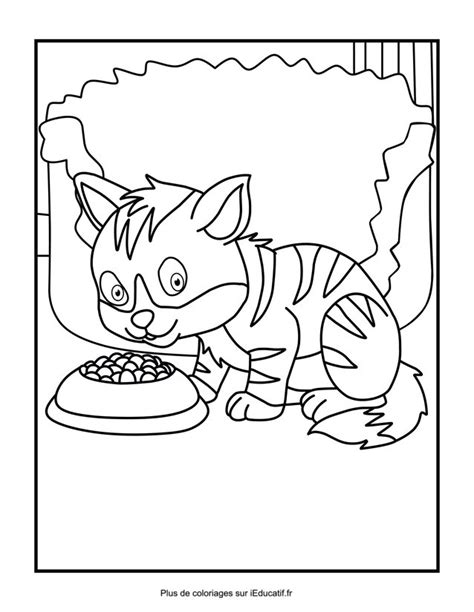 cat eating coloring page