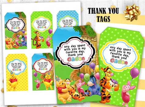 winnie  pooh   tags birthday tags digital printable etsy