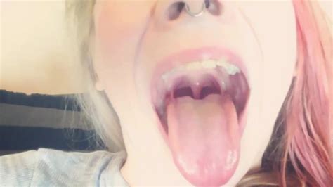 Hot Chick Showing Long Tongue Uvula Open Mouth Fetish