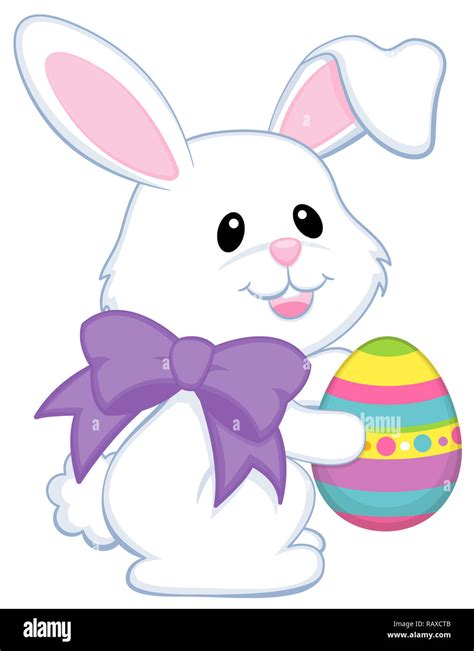 white easter bunny holding egg illustration stock photo alamy
