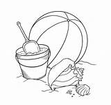 Beach Coloring Drawing Pages Shovel Clipart Ball Outline Sand Sketch Cliparts Printable Kids Stamps Toys Bucket Digital Digi Color Line sketch template