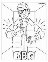 Coloring Rbg Book Ruth Ginsburg Bader Pages Selfie sketch template