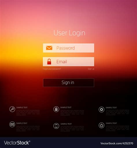 login form page  blurred background web site vector image