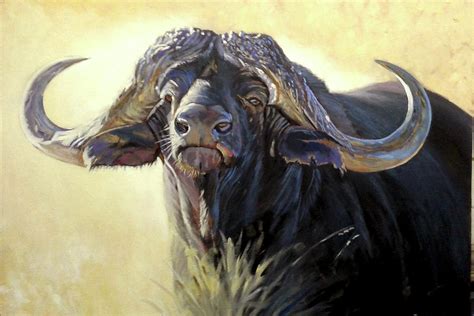 african cape buffalo painting  pieter wentzel fine art america