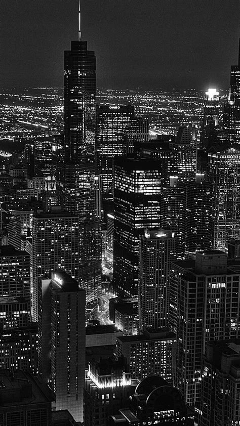 ml city view night dark bw wallpaper