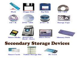 secondary storage devicelist  type  secondary storage devices