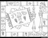 Coloring Shabbat Torah Jewish Shavuot Shabbos Hebrew Simchat Challah Coloringareas sketch template