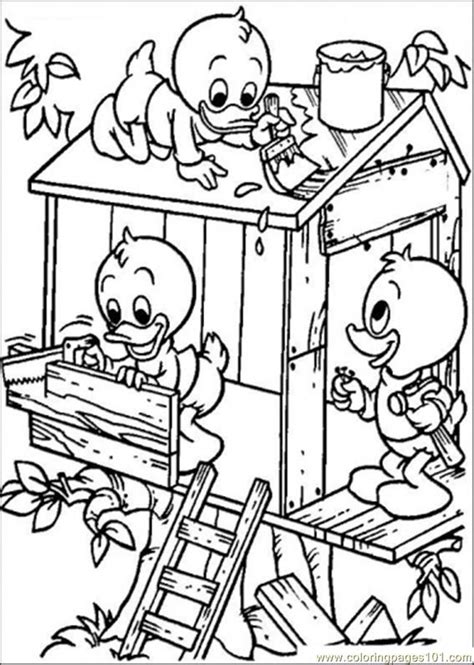 coloring pages building  tree house cartoons donald duck