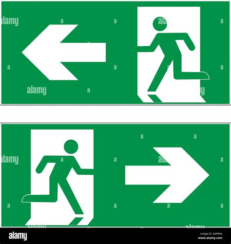 emergency exit left emergency exit  escape route signs vector