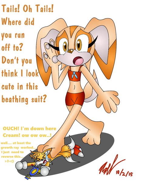 cream in bathing suit foot tramples tails unaware by axeldk64 on deviantart
