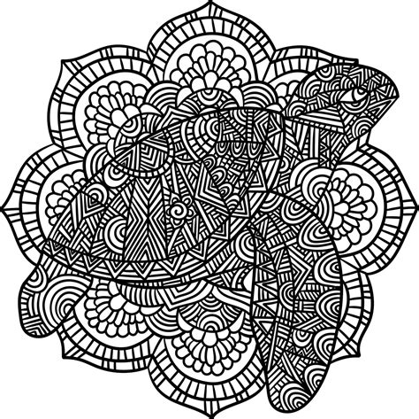 mandala turtle swimming coloring page  print