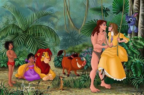 Fernl Disney Mowgli Shanti Simba Jane And Tarzan Disney Artwork