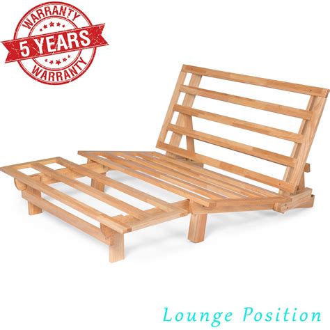 tri fold futon lounger solid wood frame natural finish twin full  queen dcg stores