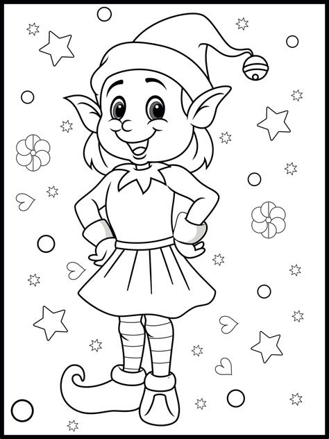 elf printable coloring pages printable templates