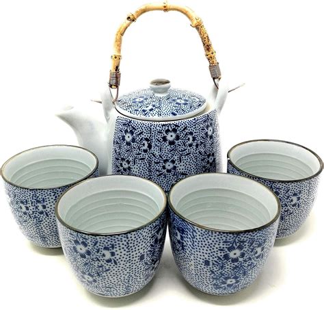 unique japanese porcelain small tea set relief porcelain cobalt blue  grey drinkware tea cups