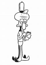 Squidward Coloring Pages Taking Order sketch template