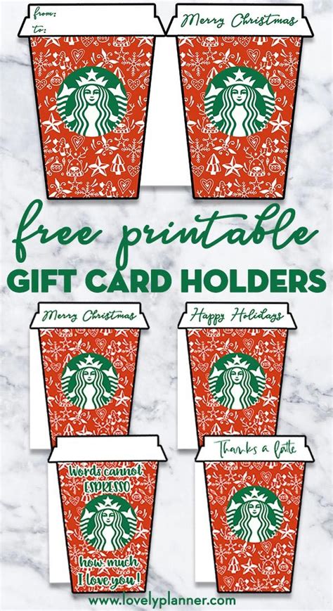 printable christmas starbucks gift card holders starbucks gift