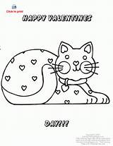 Coloring Cat Pages Valentine Valentines Printable Cats Printables Kids Heart Hearts Coloringpages101 sketch template
